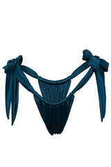 Cannes Bikini Hose - Petrol Satin