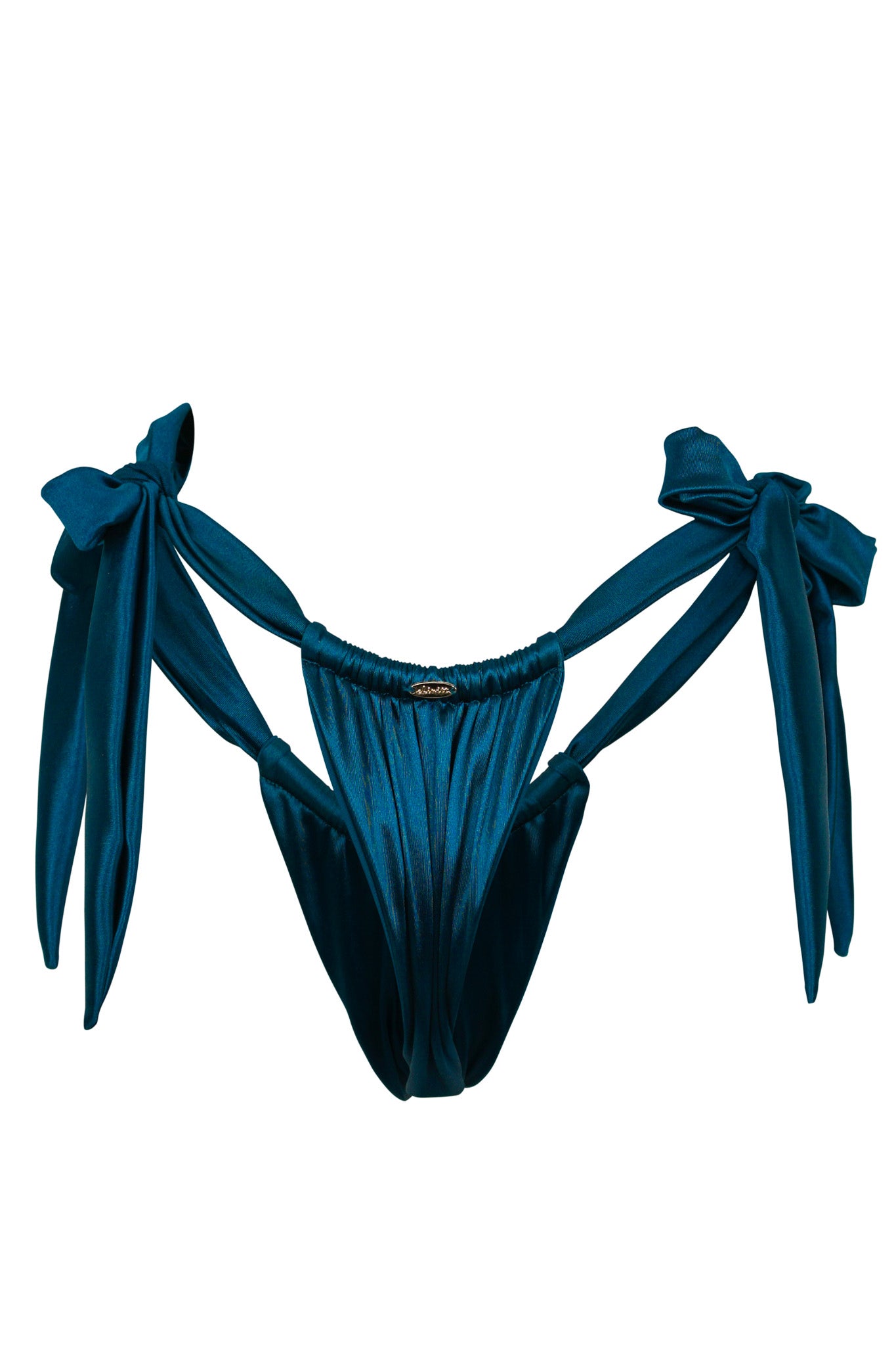 Cannes Bikini Hose - Petrol Satin