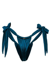 Cannes Bikini Hose - Petrol Satin