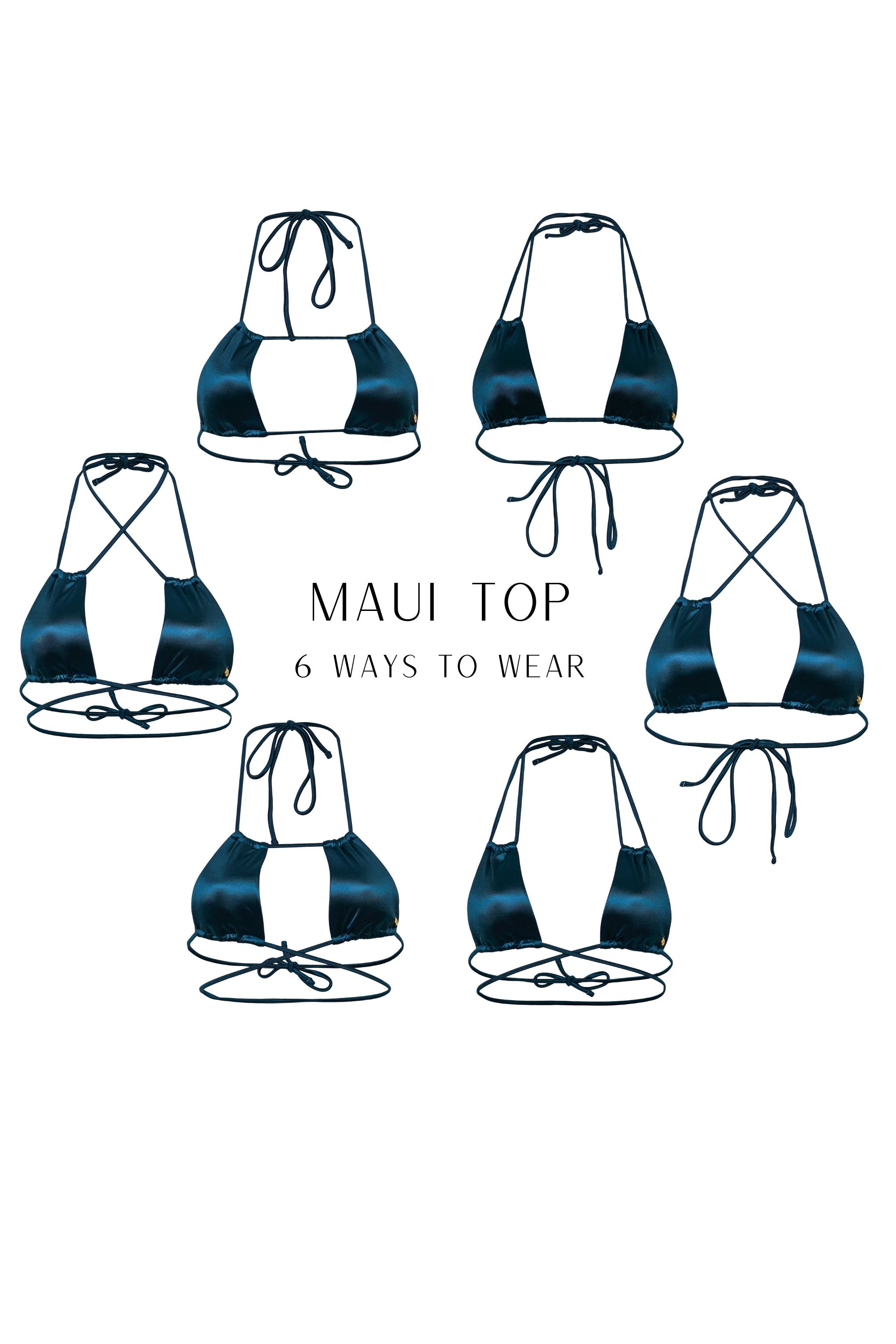 Maui Bikini Top - Petrol Satin