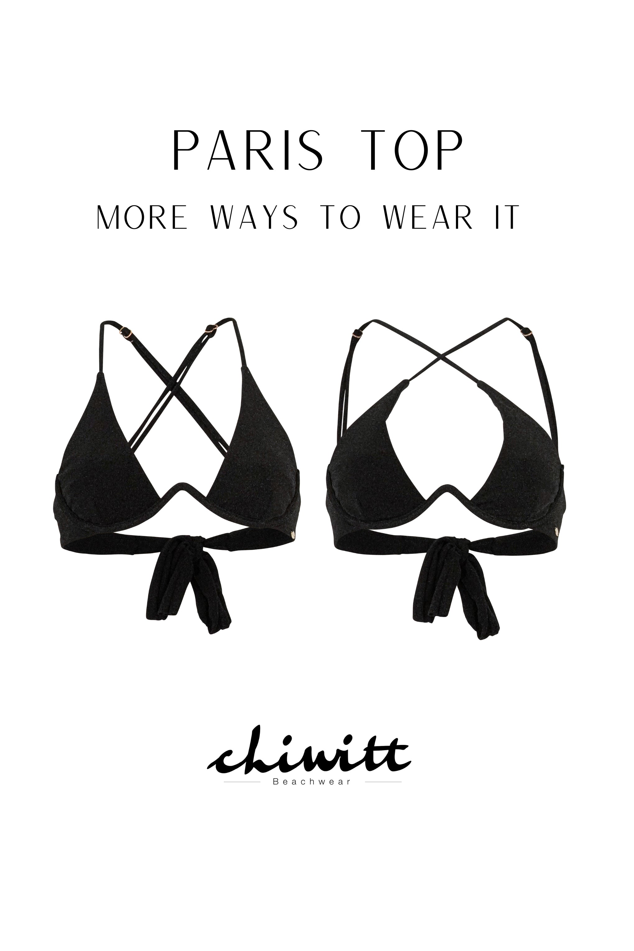 Paris Bikini Oberteil - Black Glitter