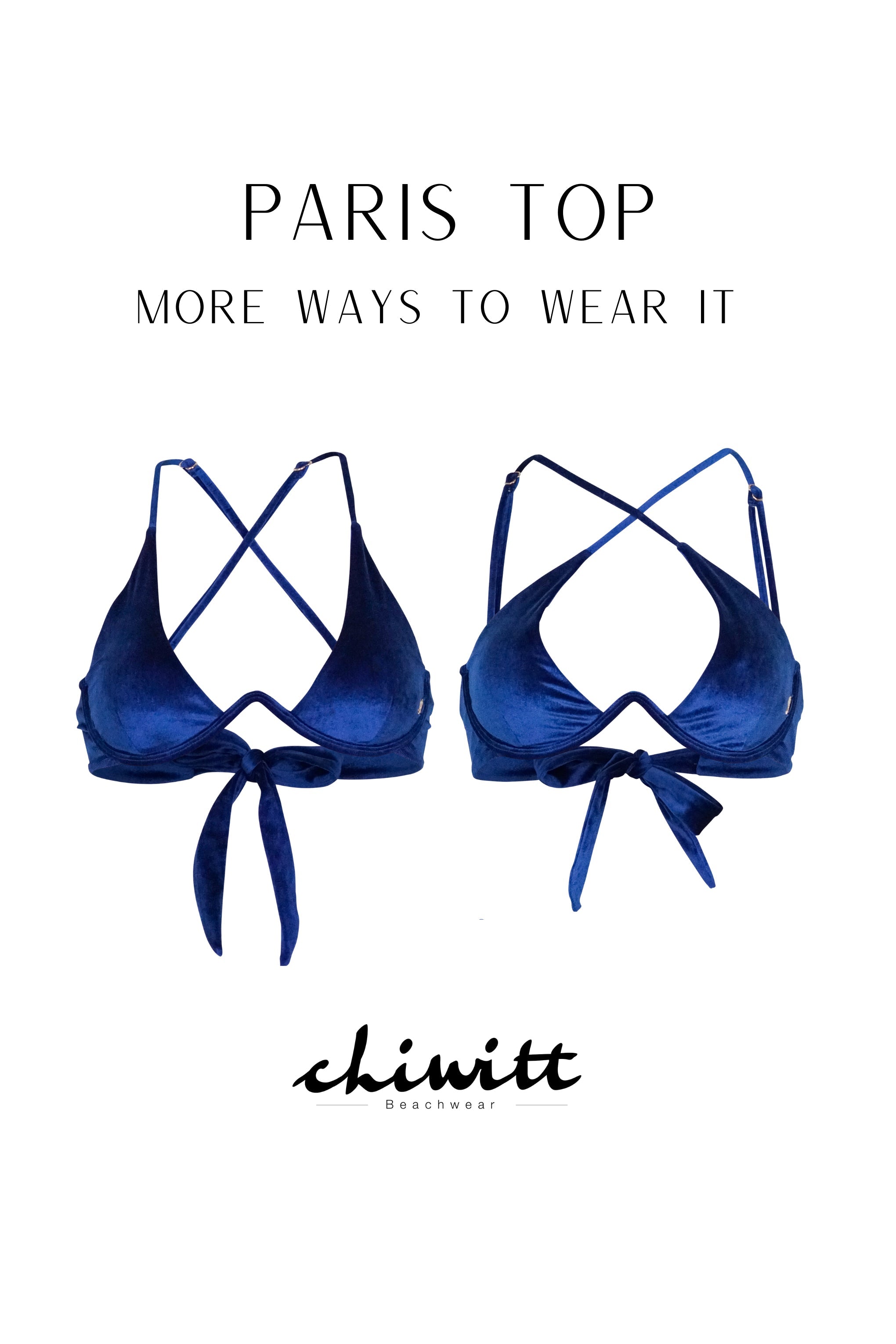 Paris Bikini Oberteil - Royal Blue Velvet