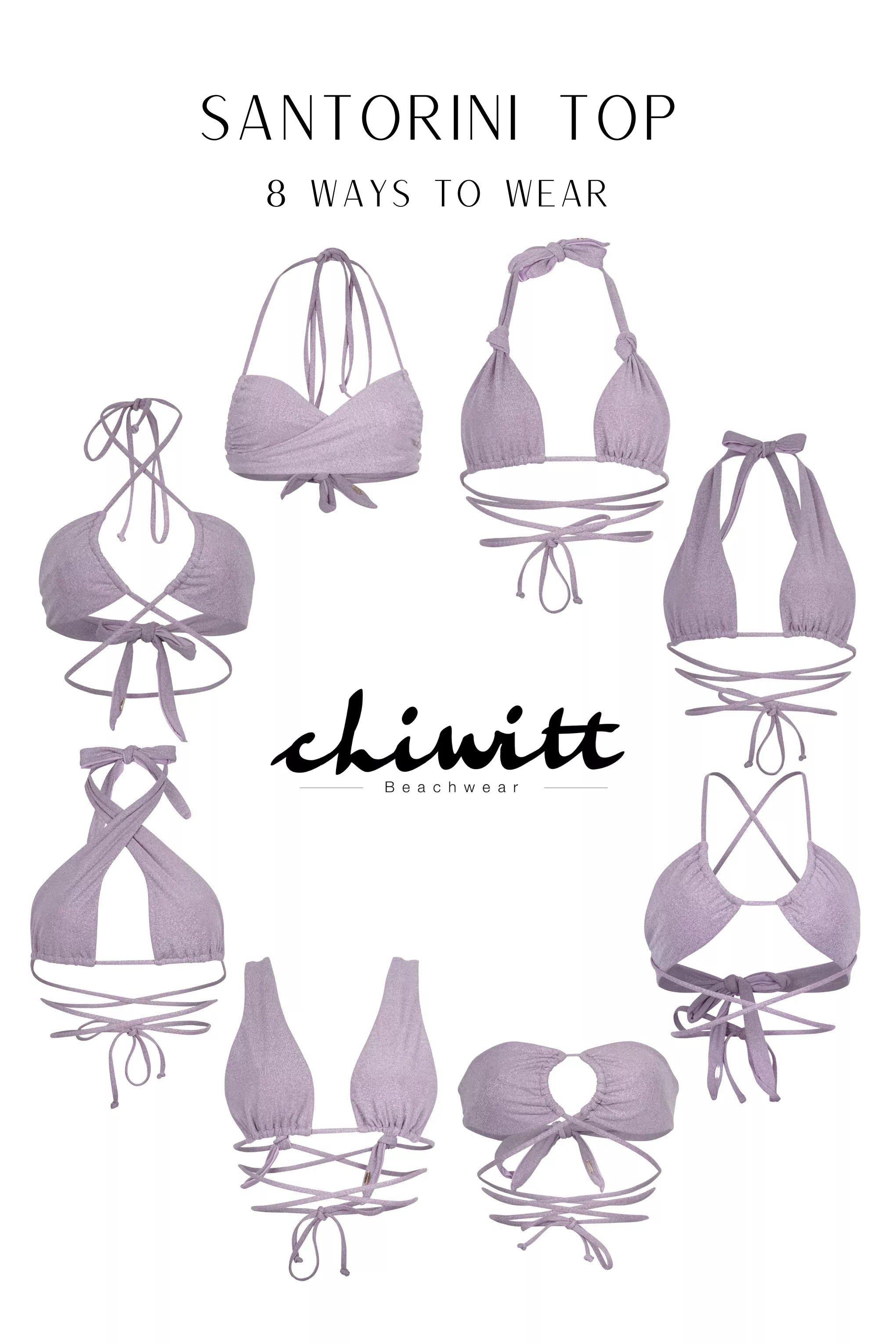 Santorini Bikini Oberteil - Purple Kiss Glitter