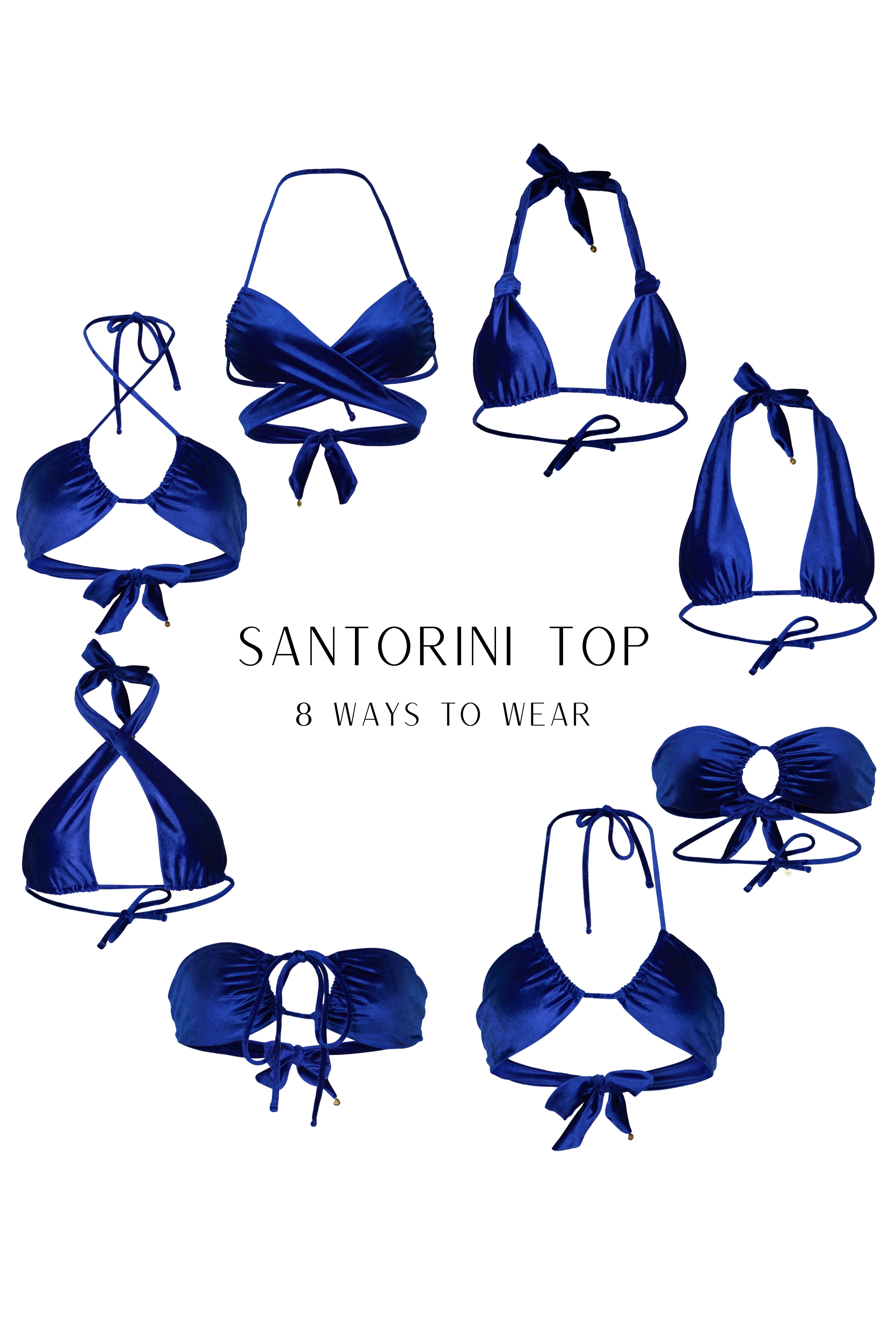 Santorini Bikini Oberteil - Royal Blue Velvet
