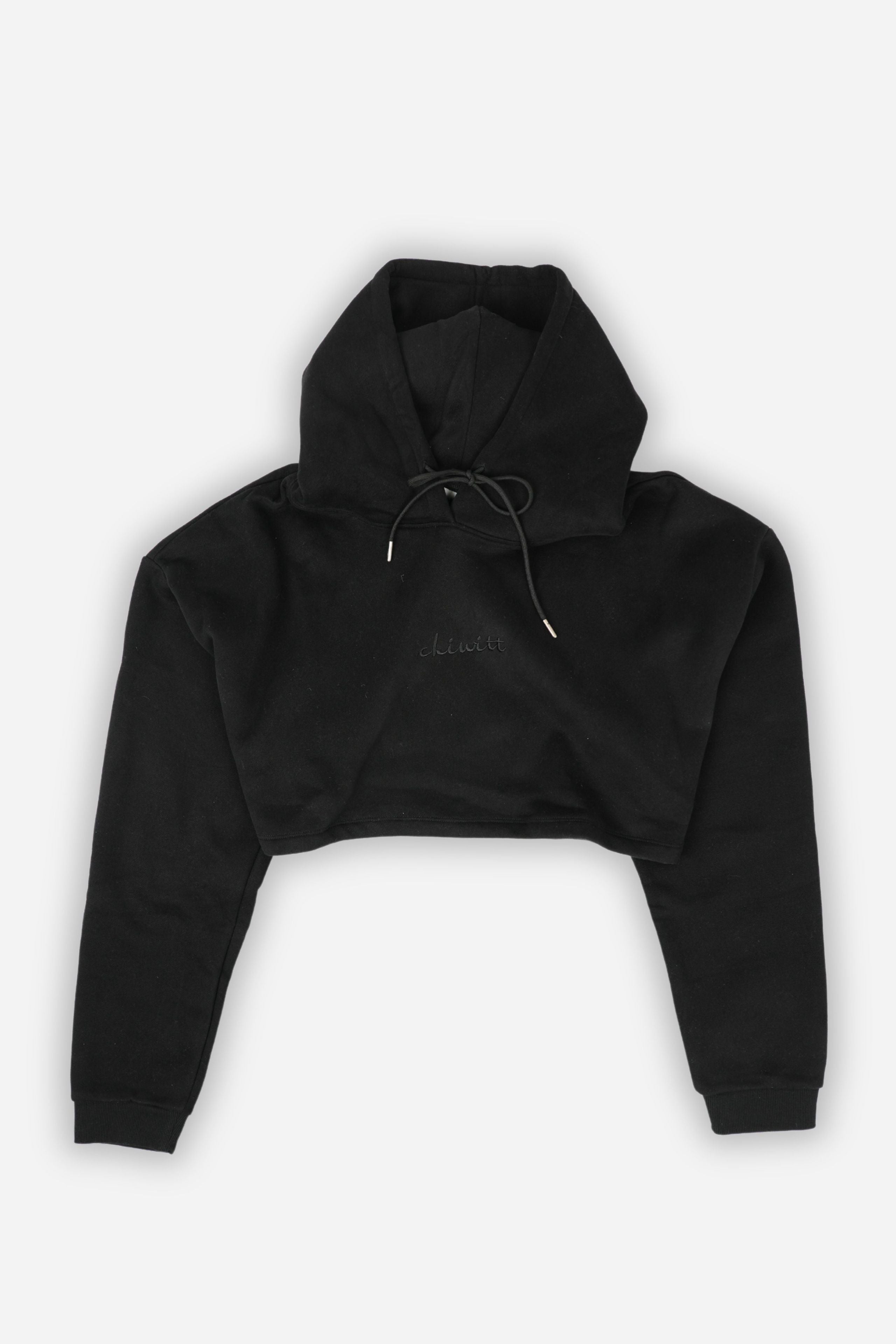 Oversized Crop Hoodie - Black