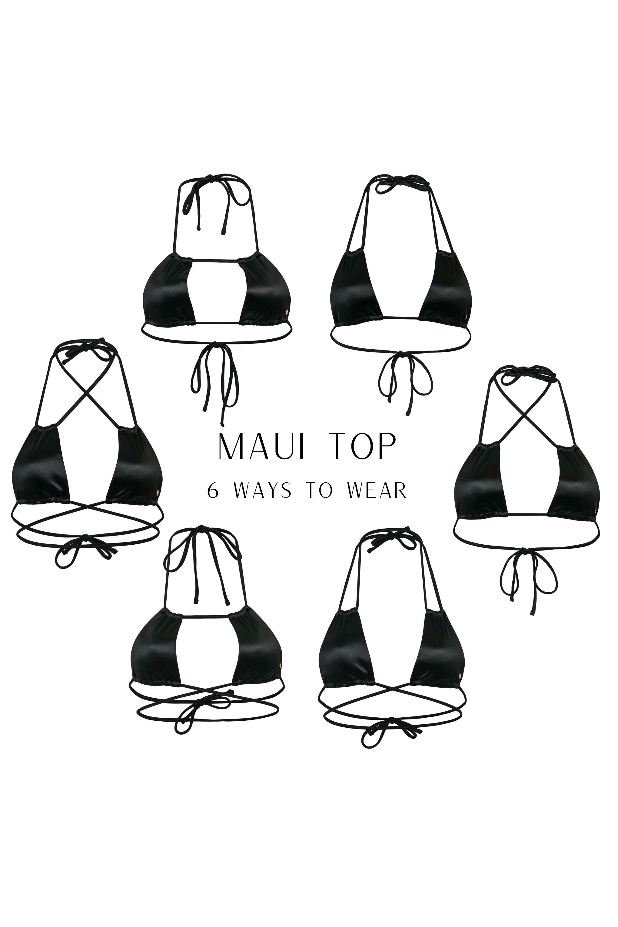 Maui Bikini Top - Black Satin