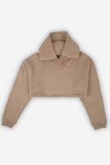 Oversized Crop Hoodie - Beige