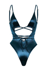 Fiji Badeanzug - Petrol Satin