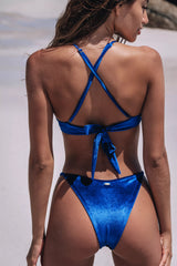 Paris Bikini Oberteil - Royal Blue Velvet
