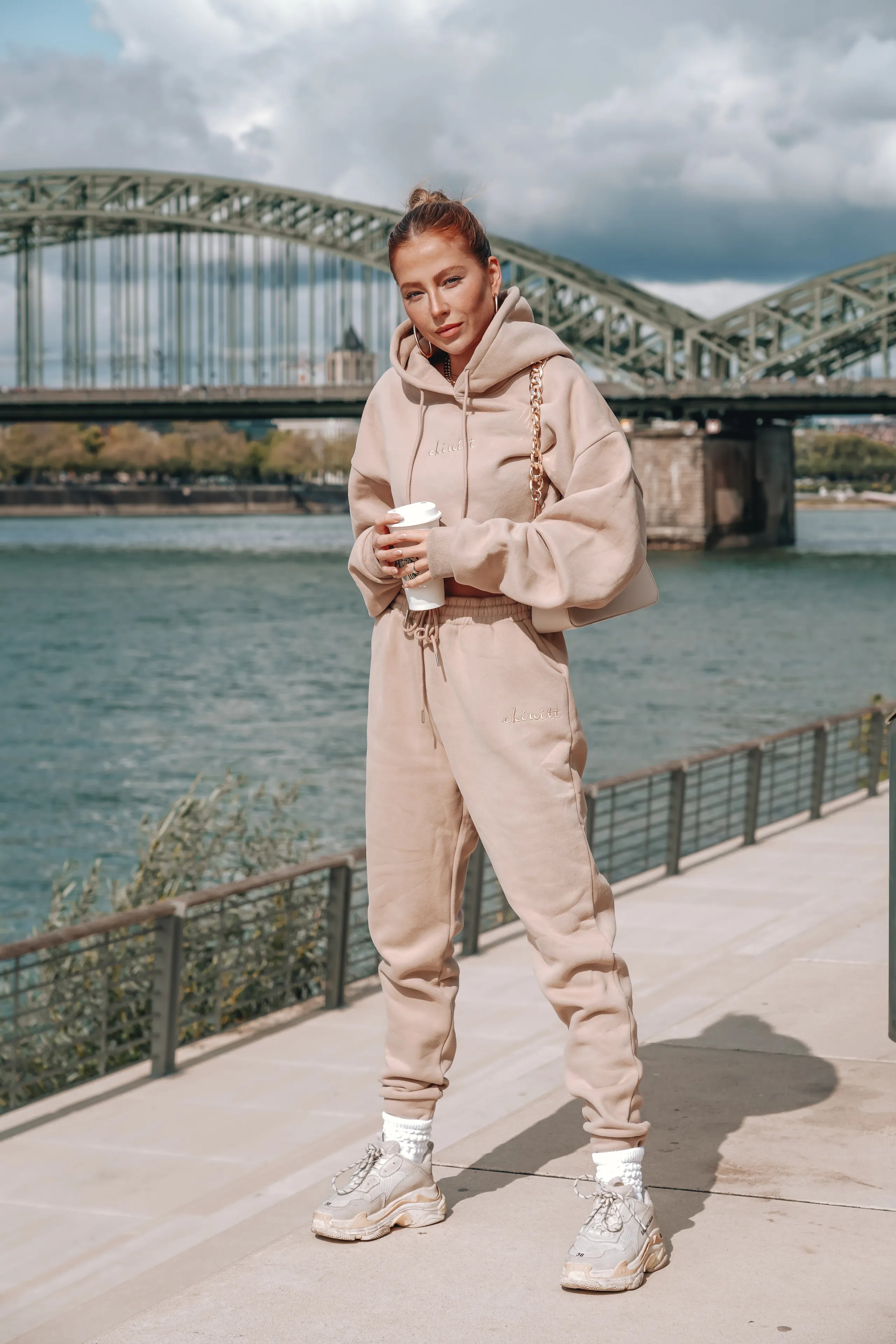 High Waisted Joggingshose - Beige