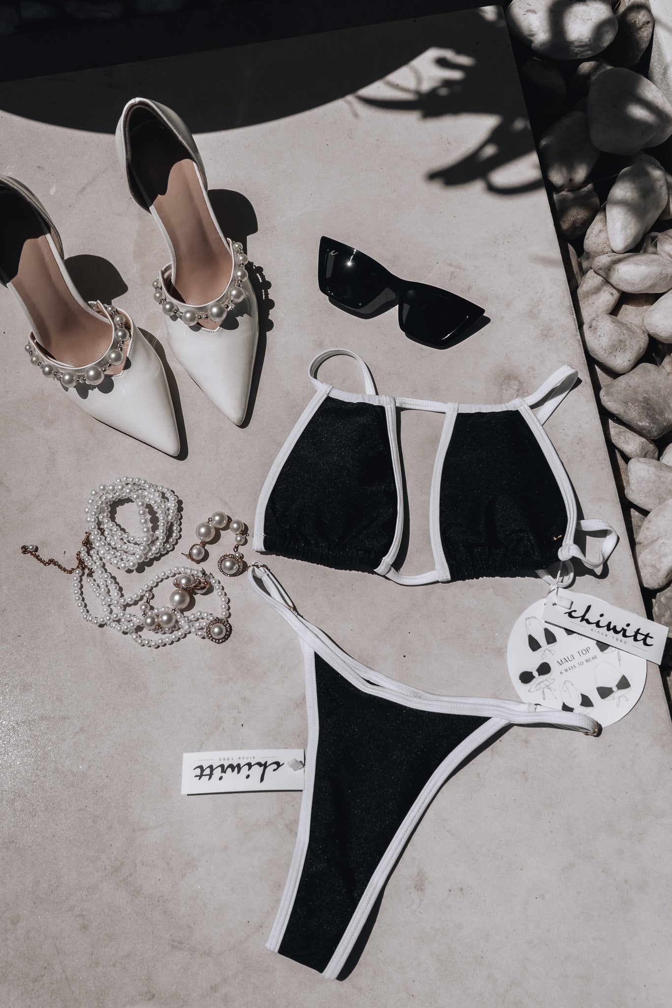 Maui Bikini Oberteil - Black White