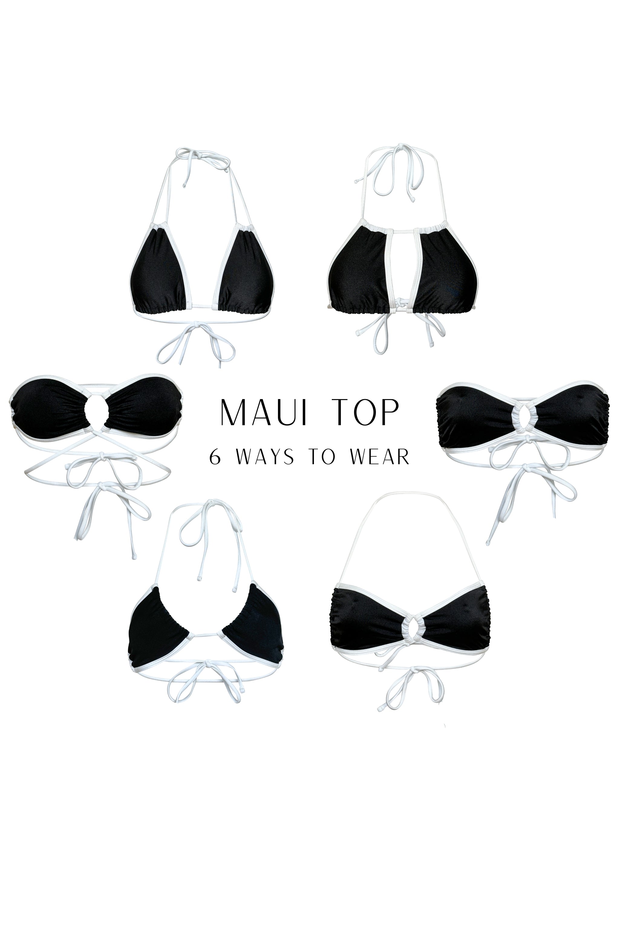 Maui Bikini Oberteil - Black White