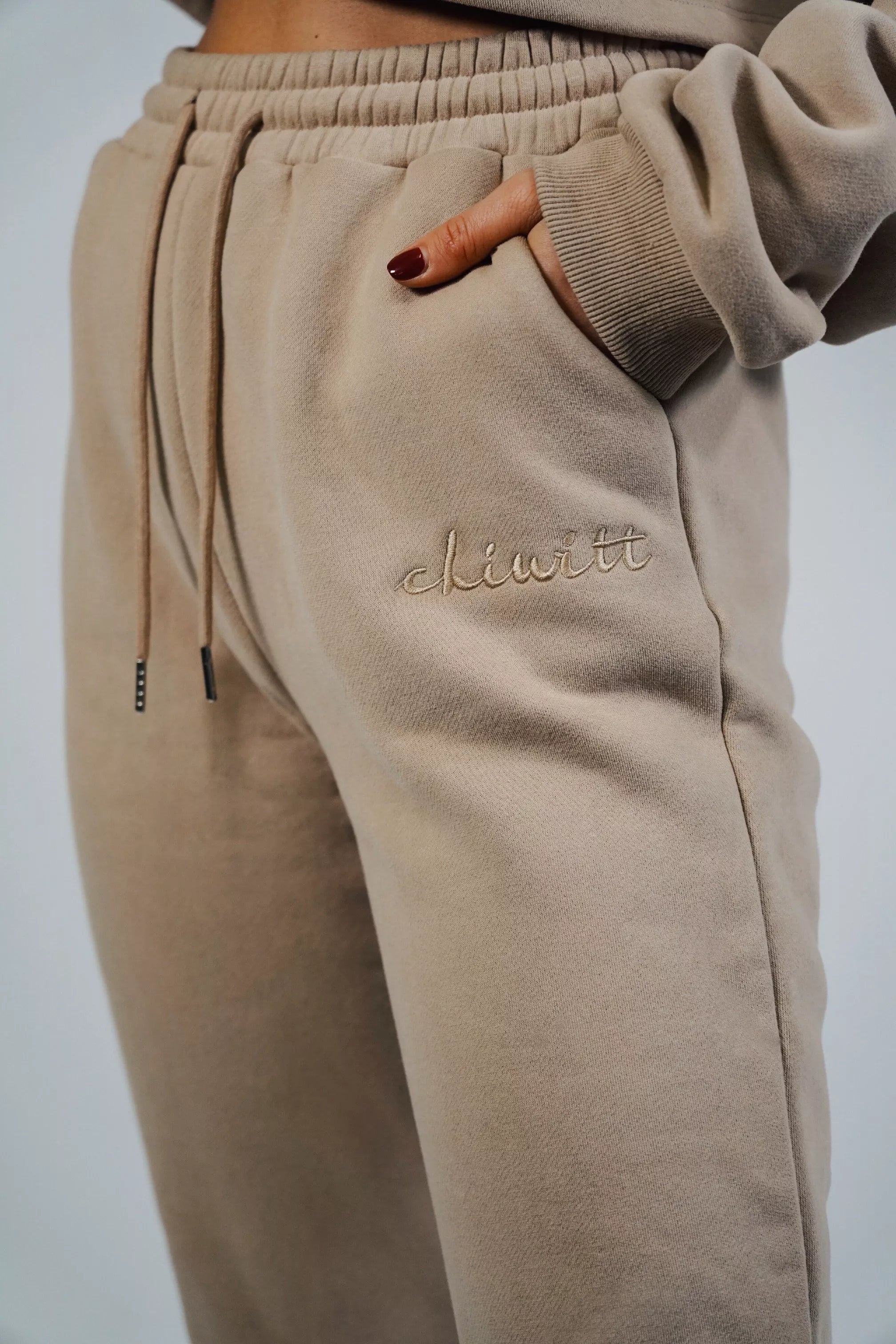 High Waisted Joggingshose - Beige