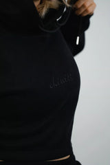 Oversized Crop Hoodie - Black