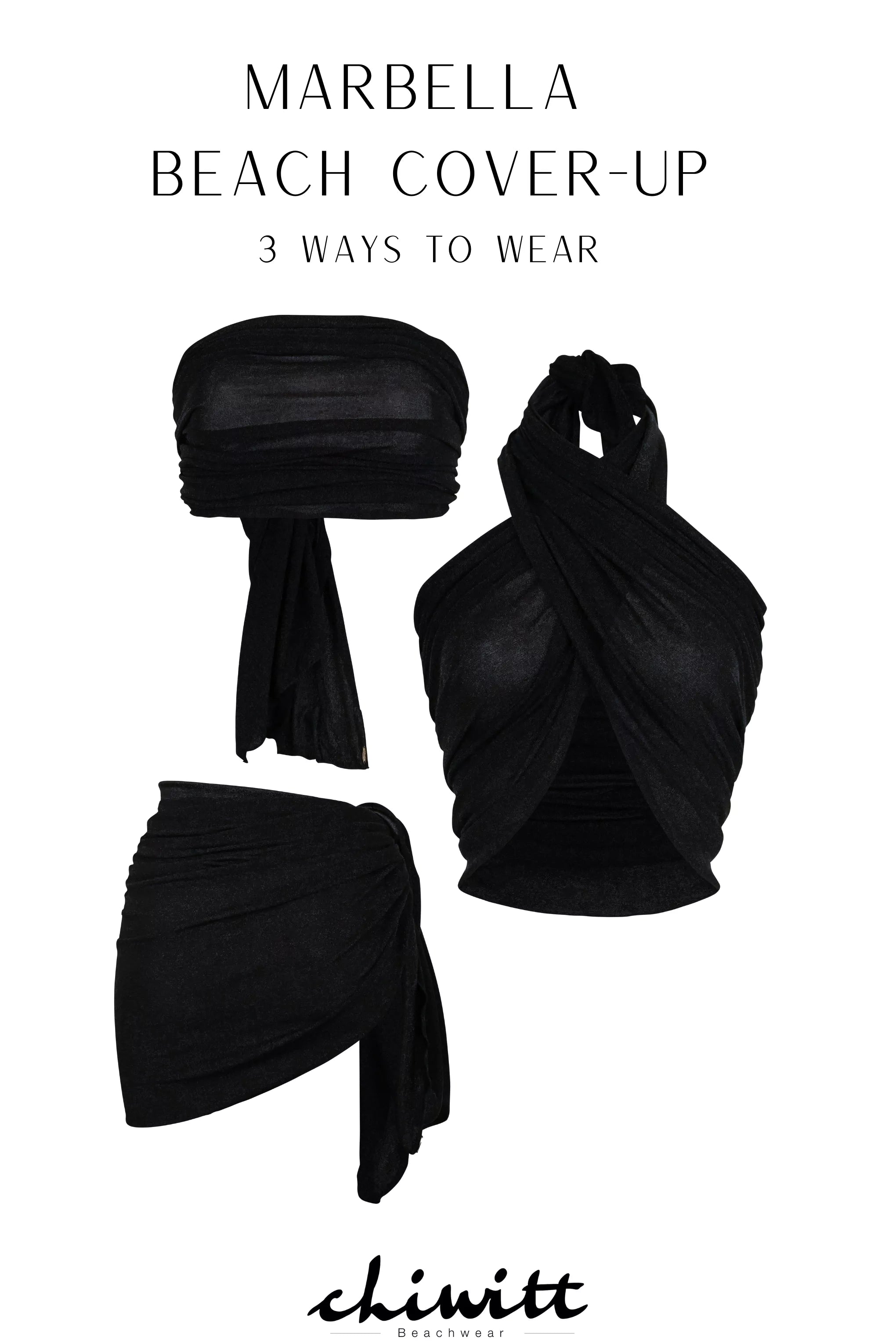 Marbella Sarong - Black Glitter