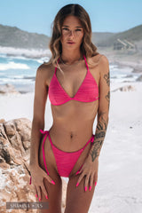 Tulum Bikini Hose - Pink Ocean Waves