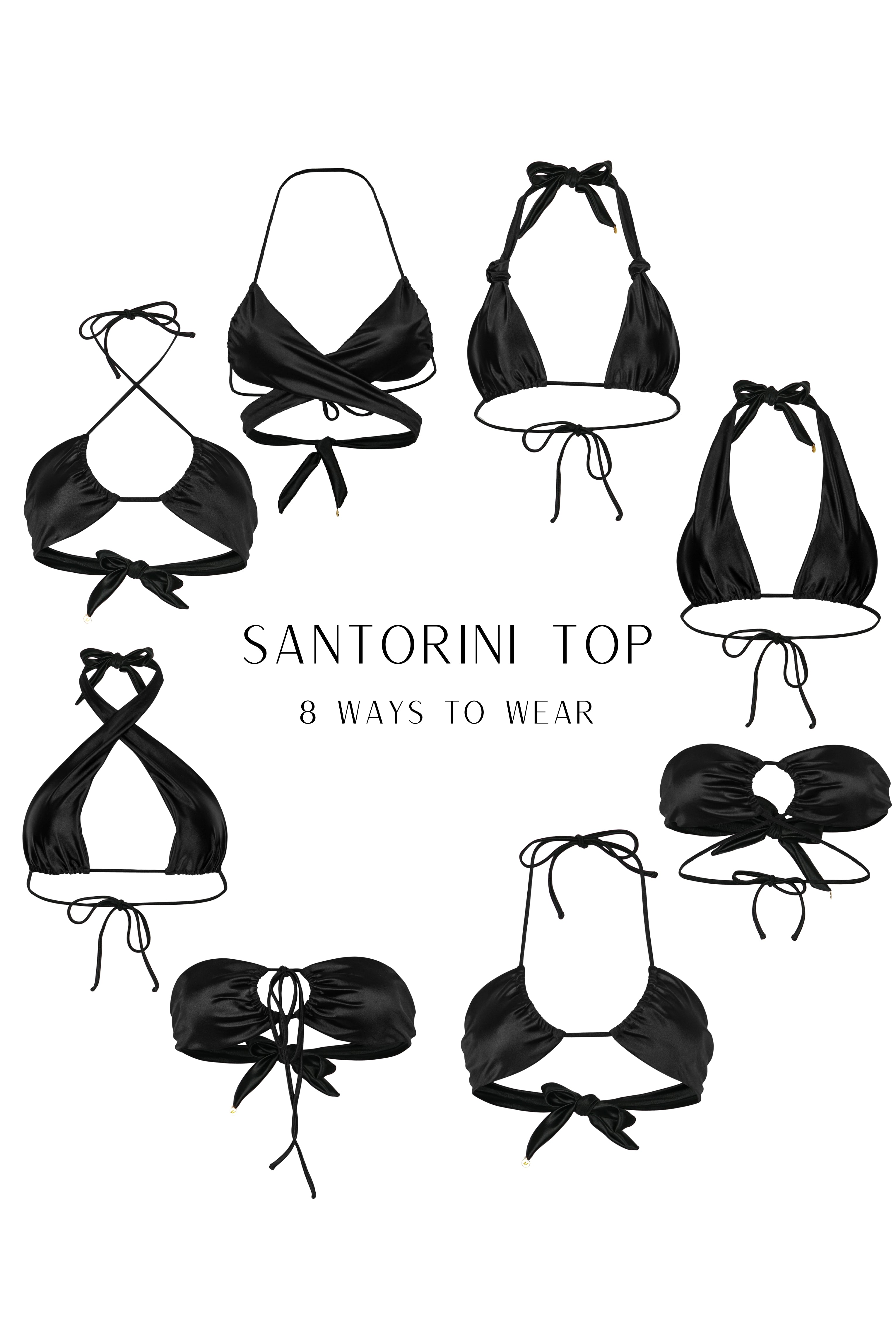 Santorini Bikini Oberteil - Black Satin